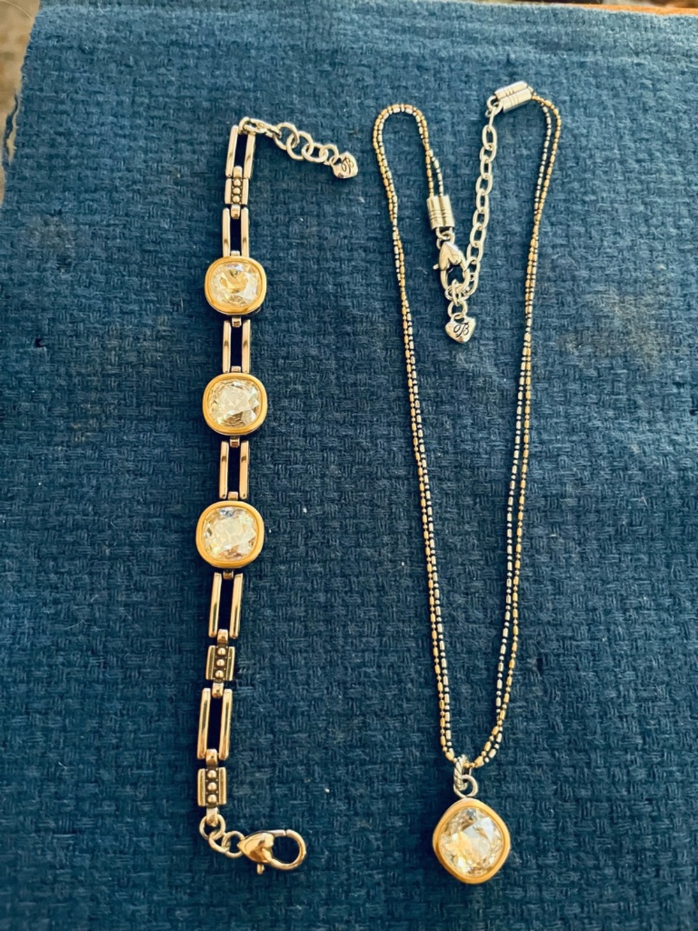 Brighton Silver & Gold-Tone Crystal Pendant Necklace and Bracelet Set